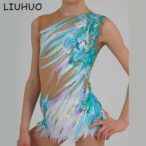 lliuhuo ritmische gymnastiek kostuums voor meisjes aangepaste sportkleding concurrentie maillots voor ritmische gymnastiek kunst schaatsen jurk