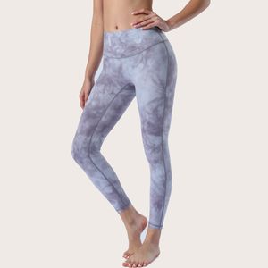 LLM Tie-Dye Yoga Women Fitness Leggings Push Fitness Skin-vriendelijke hoge taille naadloos uitlijning Legging Hip Lift Tie-geverfde Casual Capris Negende Pants Jogging Pants