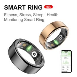 Llnuyoah R02 Smart Ring Military for Sports Sleep Sleep Health Survering Grade Steel Shell IP68 3ATM imperméable Multi 240415