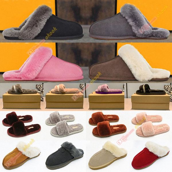 LM Designer Pantoufles Classique Australien WGG Diapositives Neige Demi Pantoufles Fluff Fuzz Ouais Slide Femme Couleur Unie Scuffette II Femmes Dame Hiver Plat Australie Co Q0g9 #