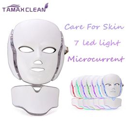 LM001 MOQ 1 pc 7 luces LED Pon Therapy Beauty PDT Machine Rejuvenecimiento de la piel LED Mascarilla para el cuello facial con microcorriente para la piel wh2115980