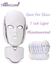 LM001 MOQ 1 PC 7 LUMIÈRES LED PON Thérapie beauté PDT MACHINE CACK REJUNNUATION LED masque de cou facial avec microcourant pour la peau WH9889931
