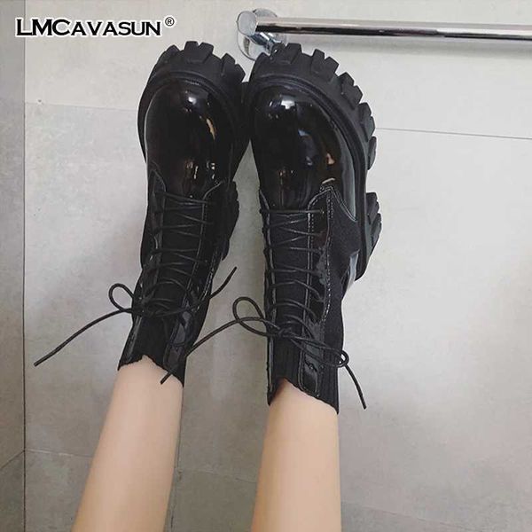 LMCAVASUN vente en gros de haute qualité femmes bottes d'hiver épaissir antidérapant Zip fille chaussures en cuir bottes femmes botas mujer bottes Y0905