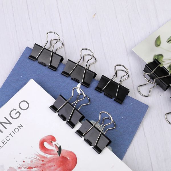 LMDZ 8/20 PCS 32 mm Black Metal Clips Remarques Lettre de papier Clip de bureau