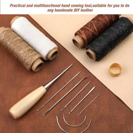 Kit de couture en cuir LMDZ avec fil cire à aiguille en cuir couture awl outils de travail en cuir détrempé pour la réparation de toile de cordonnier