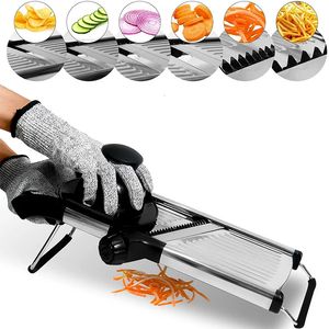 LMETJMA Mandoline Mandoline Slicer en acier inoxydable Cutter de hachoir à légumes en acier inoxydable pour pomme de terre Tomate Onion Carrot JT213 240407