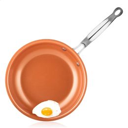 Sartén antiadherente LMETJMA de 20, 24 y 28cm con revestimiento cerámico, sartén para huevos de cobre redondo, utensilios de cocina KC0459 240130