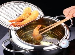 Lmetjma japonais Pot de friture avec A et un couvercle 304 en acier inoxydable Tempura Fryer Pan 20 24 cm KC0405204O3142949