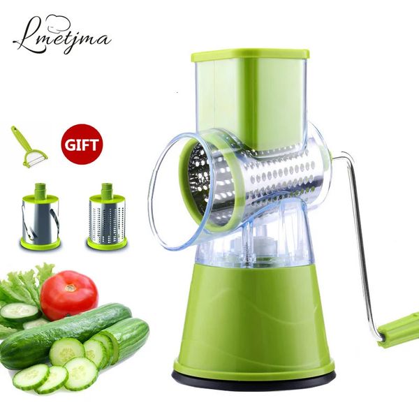 LMETJMA trancheuse à légumes manuelle coupe ronde Mandoline trancheuse râpe pour carotte pomme de terre Julienne lames en acier inoxydable LK0724F 240104