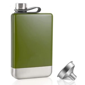 LMETJMA Premium Hip Flask for Whiskey 9oz 304 Stainless Steel with Funnel Leakproof Camping KC0444 240122