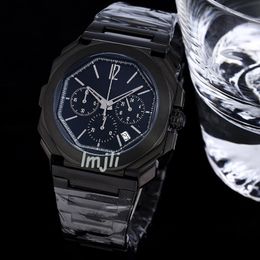 Herenhorloges 42 mm grote wijzerplaat quartz horloge Dual Time chronograaf horloges Designer Design polshorloge