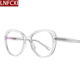 Lnfcxi 2020 feminino anti-luz azul tr90 óculos quadros feminino masculino quadro completo computar óculos ópticos redondos eyeglass201z