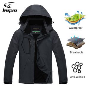 LNGXO hommes en plein air Camping Sports manteaux randonnée veste femmes respirant imperméable à capuche coupe-vent aventure costume coupe-vent 220516