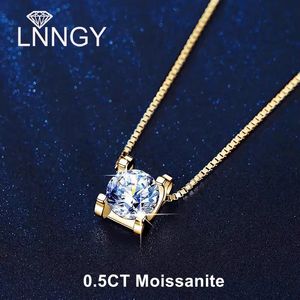 Lnngy 05CT collier de diamant avec certificat pour les femmes 925 argent Original certifié boîte chaîne colliers bijoux 240125
