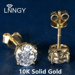 Lnngy 10K geel gouden oorknopjes rond geslepen 6 mm 08 karaat schroef terug piercing oorbel voor vrouwen meisjes partij sieraden 240112