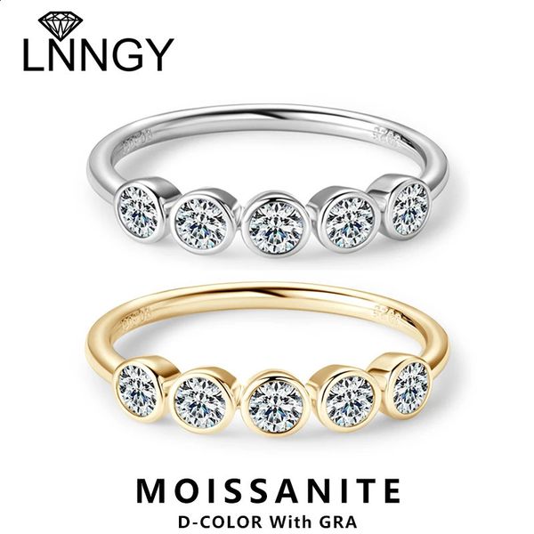 Lnngy lunette 3mm anneau avec certificat 925 anneaux en argent Sterling pour les femmes Couples bandes de mariage délicates bijoux cadeau 240122