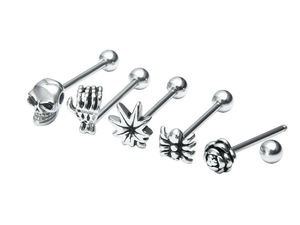 LO20pcs acier chirurgical PUNK EMO langue anneau barre mamelon haltères corps Piercing 14G ~ 16mm arrivé