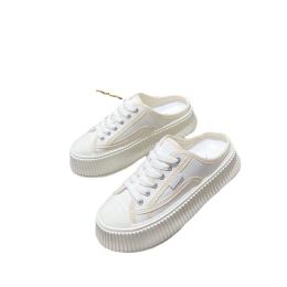 Loafers Cozok Summer Dames casual schoenen, dikke koekjesschoenen, halve trailer canvas kleine witte schoenen, een stap hoger schoenen