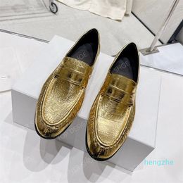 Mocassins Designers Chaussures décontractées Chaussures habillées pour femmes Chaussures décontractées plates Chaussures bateau Or Noir Taille 35-40