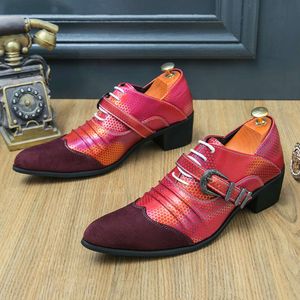 Loafers for Men Prom wijs teen Red Red High Heel Party Fashion Mens Dress Designer schoenen 38-46 Gratis verzending