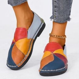 Loafers kamucc dames loafers patches stiksels platte schoenen 2022 vrouw slip op flats zacht rijschoenen pu lederen mocassins loafers