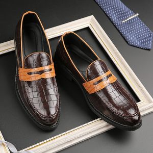 Mocassins hommes chaussures bonne qualité classique couleur unie PU sans lacet mode affaires décontracté fête quotidien AD154