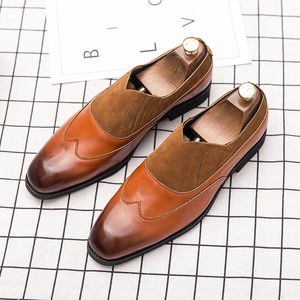 Mocasadoras zapatos para hombres pug falso de gamera patrón brogue de la moda del dedo del pie puntiagudo