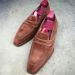 Mocasines hombres de gamuza color falso elegante sólido toe sólido tacón bajo mascarilla de cara retro moda de vestidos de vestimenta clásica casual diario 231109 620