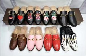 Mocasines Princetown Le Fu zapatillas zapatillas 2018ss nuevo pelo europeo realmente soporte medias zapatillas de lana horsebit The Horsebit Scuffs