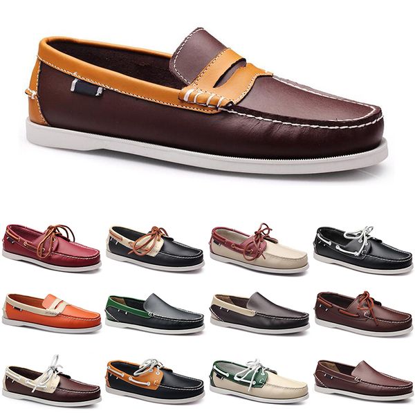 Mocassins chaussures hommes tissu décontracté en cuir baskets bas coupe basse classique Triple marron Orange robe chaussure hommes formateur 20679 s