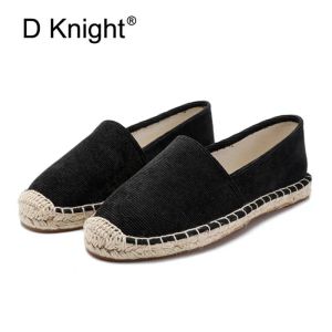 Loafers lente zomer dames loafers riet hennep stro visser platte hakken canvas schoenen espadrilles vrouw luie platte zapatos mujer groot formaat