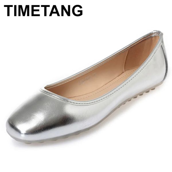 Mocasadores Timetangfemale's Vintage Square Slipon Spike Tacly Flats Roma Style Place Antiskip Zapatos Baros de oro Gris Fashion