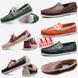 Mocasines de calidad superior Slip-on Hombres Diseñador de cuero genuino Zapatos de vestir para hombre Mocasín negro marrón Zapato de conducción con fondo suave Eur 38-4 18 s