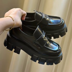 Topkwaliteit Designer Loafer Heren Dames Monolith Zwart Lederen Loafers Platform Sneaker Casual Dress Schoenen Platte Penny Schoen Lichte rubberen zool