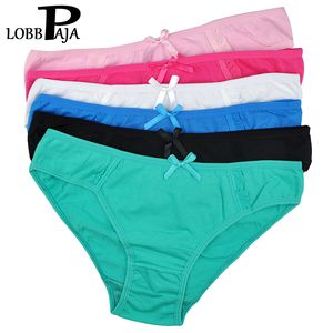 LOBBPAJA Brand Lot 5 PCS Femme Sous-vêtements Femme Coton Slips Solide Arc Mignon Bow-Haute Sexy Mesdames Filles Panties Lingerie M L XL LJ200822