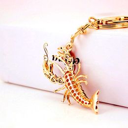 Homard Clés De Voiture Anneaux Strass Cristal Pendentif Sac Charme Porte-clés Animal Écrevisse Pendentifs Porte-clés Titulaire De Mode Porte-clés A2326