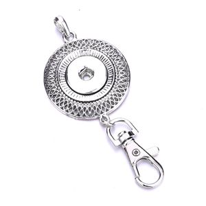 Lobster Clasp Hollow Round Round Alloy Metal Rhinestone Key Chains Sieraden 18mm Snap Button Key Ring Beyring