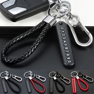 Lobster Clasp Keychain gevlochten touw Telefoonnummer Kaart Anti-meest autosleutel Pendantketens Key Ring Keyring voor Auto Home Keys