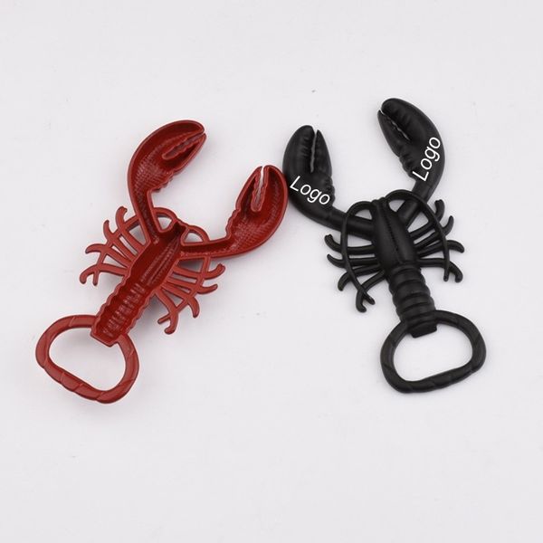 Forme de homard ouvre-bouteille de bière de vin blanc porte-clés en métal outils de cuisine couleurs rouge noir argent en gros peut être imprimé logo