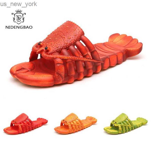 Homard Pantoufles Hommes Drôle Animal D'été Tongs Mignon Plage Douche Casual Chaussures Femmes Unisexe Grande Taille Doux Maison Pantoufles L230518