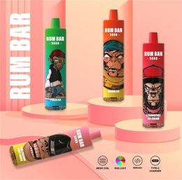 Lokaal magazijn 100% Rum Bar 9000 trekjes 650 mah Voorgevuld apparaat wegwerpvape Geautoriseerde 10 smaken vape wegwerpbladerdeeg wegwerp