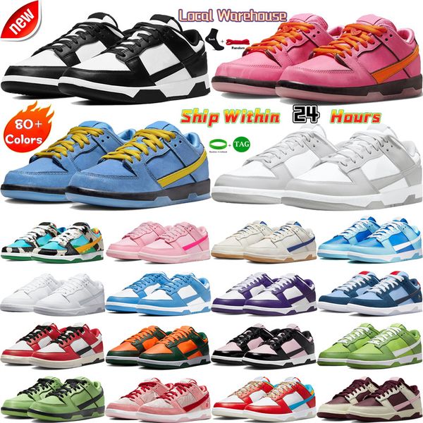 Chaussures de basket-ball de concepteur de l'entrepôt local Us Stocking Men Sneakers bas Blanc Blanc Black Panda Green Glow Orange Pearl Team Gold Pâques Lilac aux États-Unis