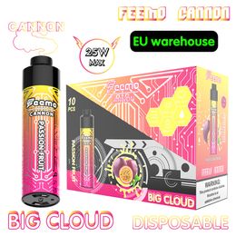 Entrepôt local Puff 10000 Vape jetable Big Cloud Feemo Cannon Puff 10K Type-C Câble Batterie rechargeable avec résistance 0,5ohm Livraison gratuite