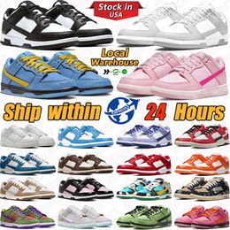 Local warehouse running shoes white black purple brown triple pink red green panda low men womens designer sneakers stock in USA mens trainers