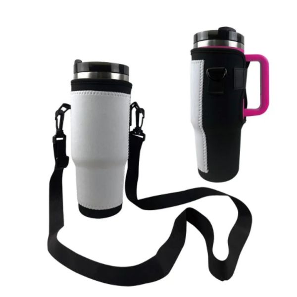 Entrepôt local Sublimation 40 oz porte-gobelet avec bande transfert thermique néoprène tasse refroidisseur blanc porte-gobelets vierges L01