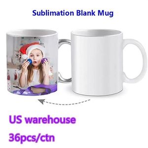 Lokaal magazijn Sublimatie Blank Koffiemokken 11oz Thee Chocolade Keramische Kopjes-DIY Sublimatie Blanks Producten Bulk2552