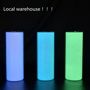 Lokale magazijn sublimatie rechte tuimelaar 20oz gloed in de donkere lege magere tuimelaars met lichtgevende verf vacuüm geïsoleerde hitte268h