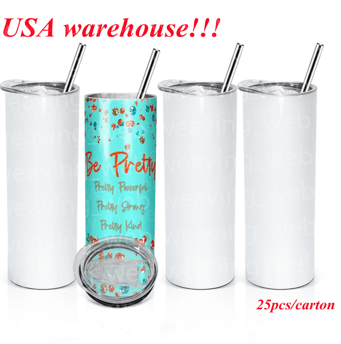 Lokale magazijn sublimatie rechte tuimelaar 15 oz 20 oz 30 oz blank skinny tuimelaars sippy cup water fles US VOORRAAD 25 stks