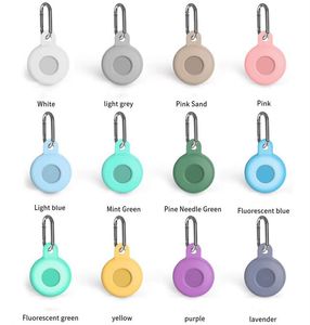 Emplacement AirTags Tracker Silicone Protector Case Retainer Housse de protection pour Apple Airtag Ring Keychain Anti Lost Rope Holder DHL