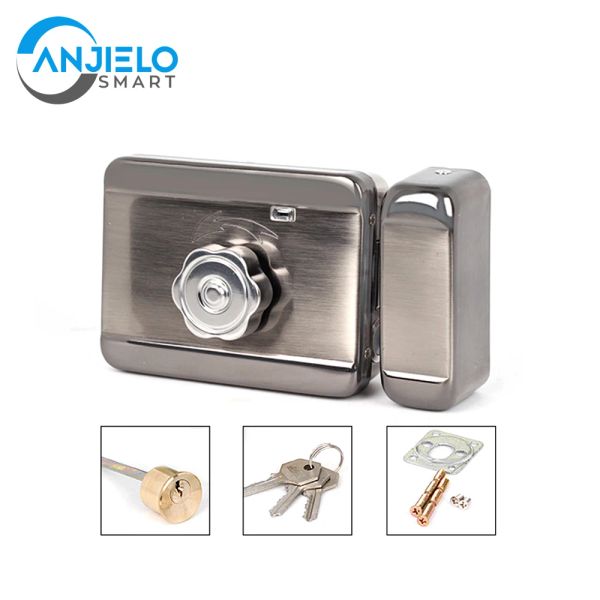 Verrouillage 12v Lock de porte électronique Système d'accès à l'accès argenté Security Smart Intelligent Single Head Lock avec pour le système d'interphone à domicile